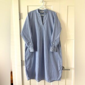 Uniqlo Women Extra Fine Cotton A-Line Striped Long-Sleeve Dress size M
